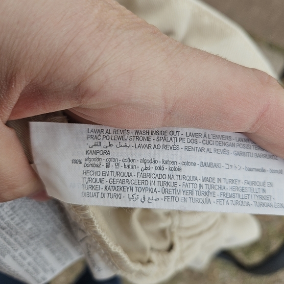 Zara paper bag waist tapered leg khaki cropped pants size 8 light flaws - Picture 7 of 11